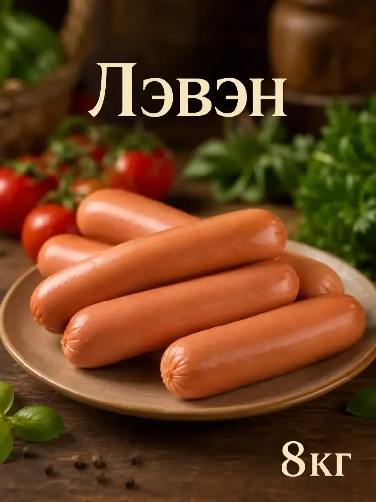 Сосиски весовые замороженные «Лэвэн» Коробка на 8кг