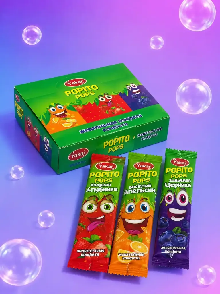 «Канди Клуб» Жевательные конфеты «Popito Pops»; 10гр x 50шт