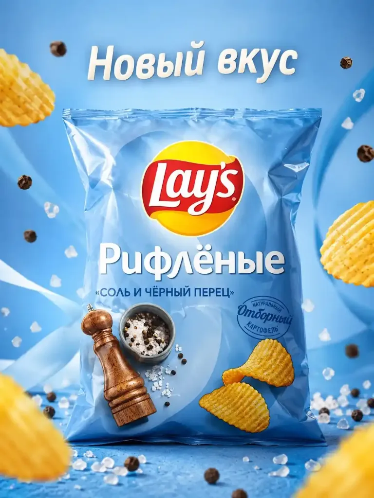 Новый вкус чипсов Lays! Соль и черный перец 70гр х 25шт