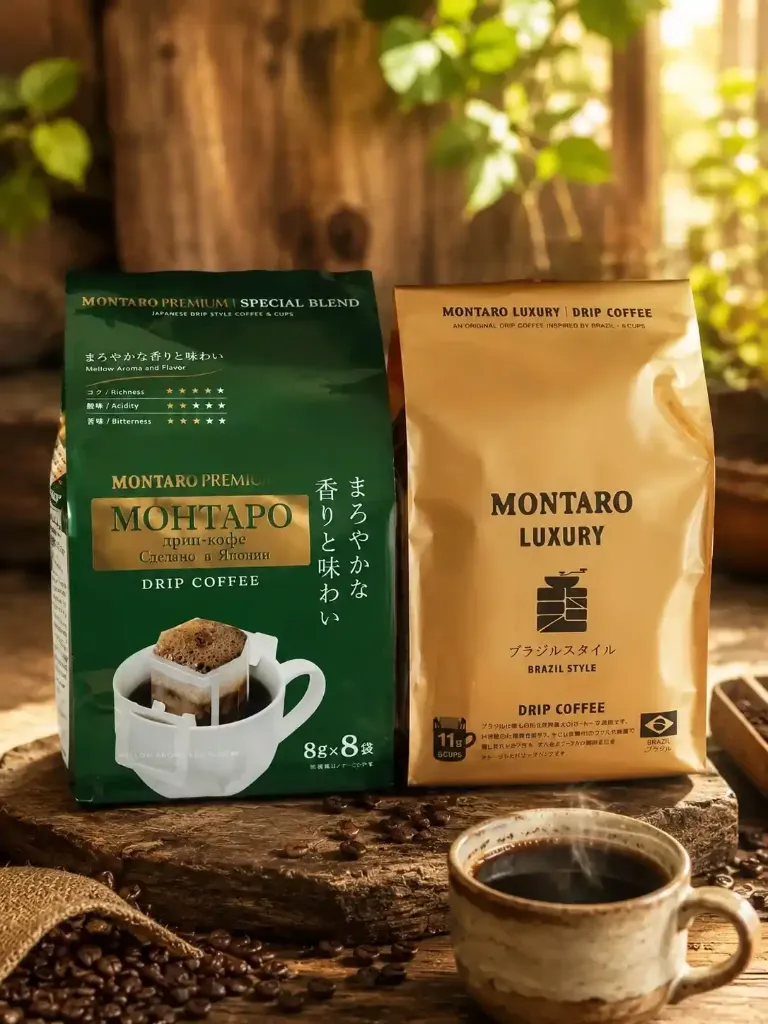 Кофе «Монтаро» в дрип пакетах Япония  Premium Special Blend (зеленый) Упаковка на 8шт