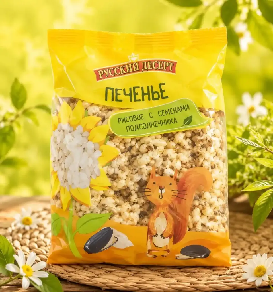 печенье «Русский десерт» Рисовое с семечками 1 коробка на 10шт по 150гр