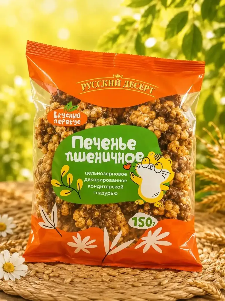 печенье «Русский десерт» Пшеничное в глазури 1 коробка на 10шт по 150гр