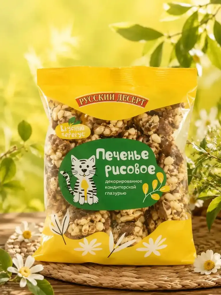 печенье «Русский десерт» Рисовое в глазури 1 коробка на 10шт по 150гр