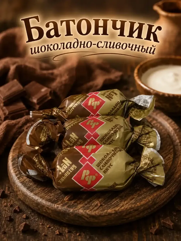 Батончики шоколадно-сливочные; 1 кг
