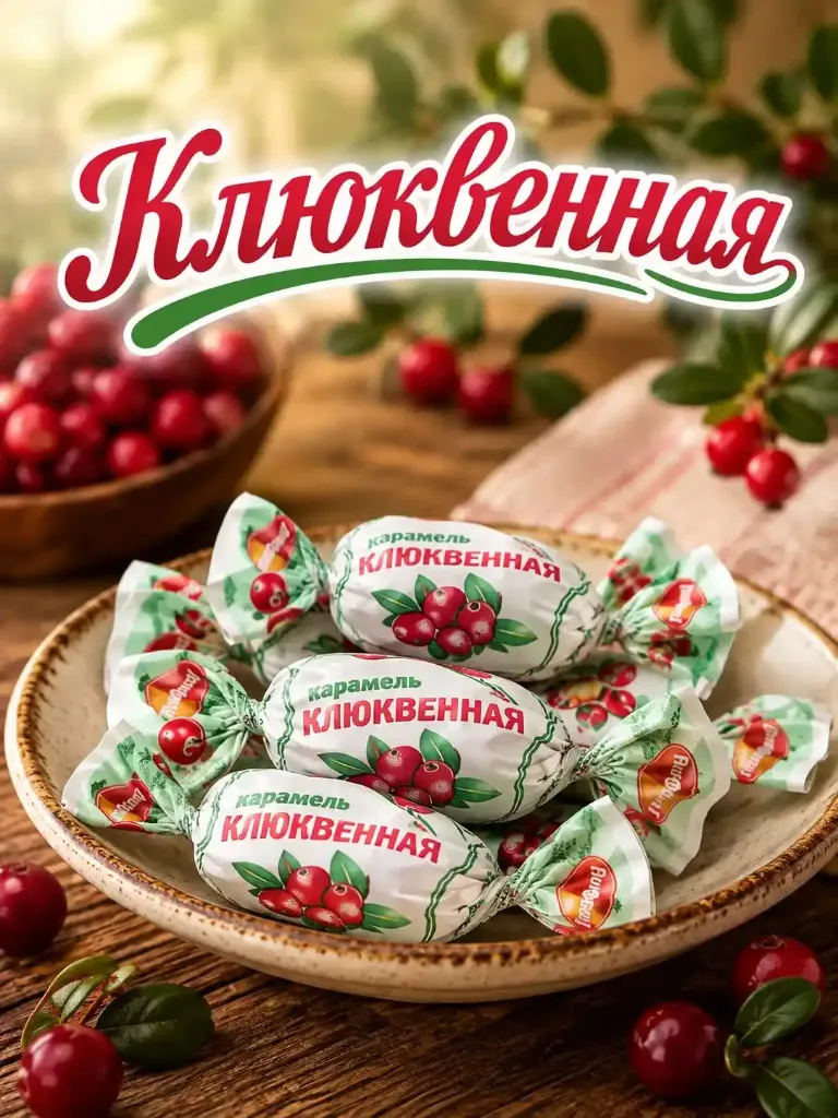 Карамель Клюквенная; 1 кг