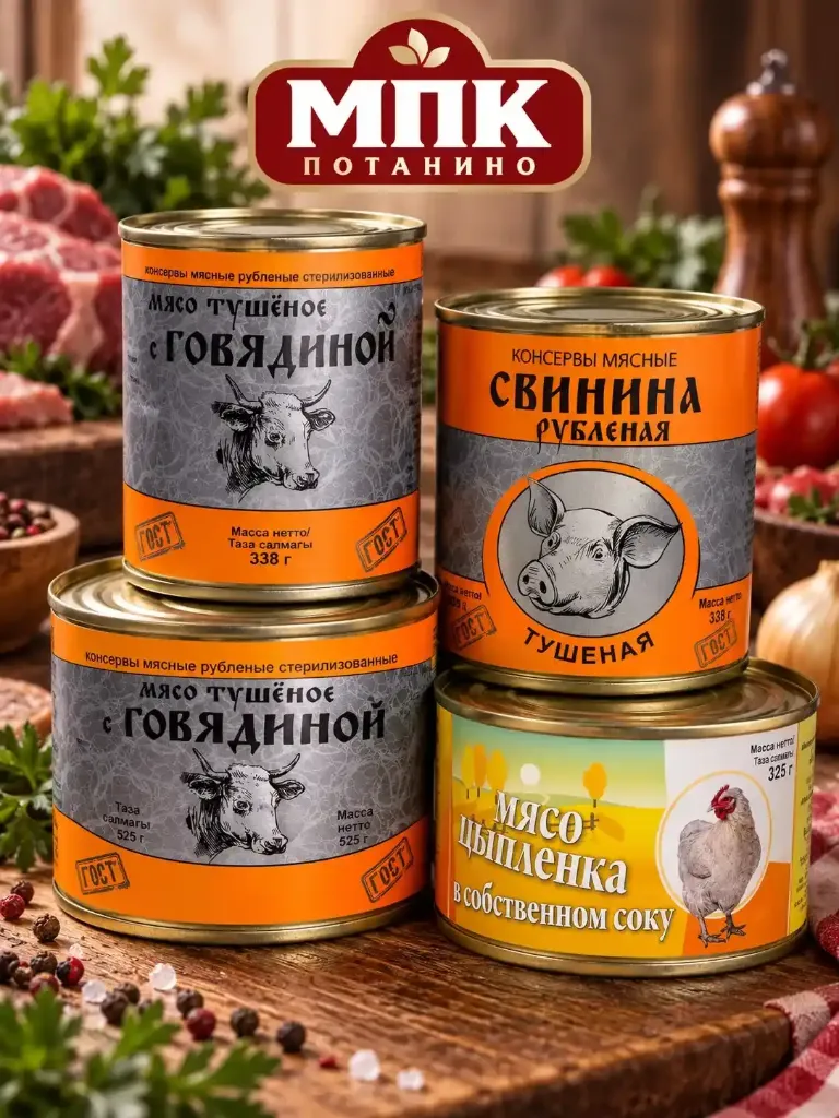 Мясо тушенное с говядиной 525гр